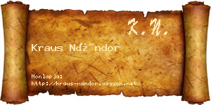 Kraus Nándor névjegykártya